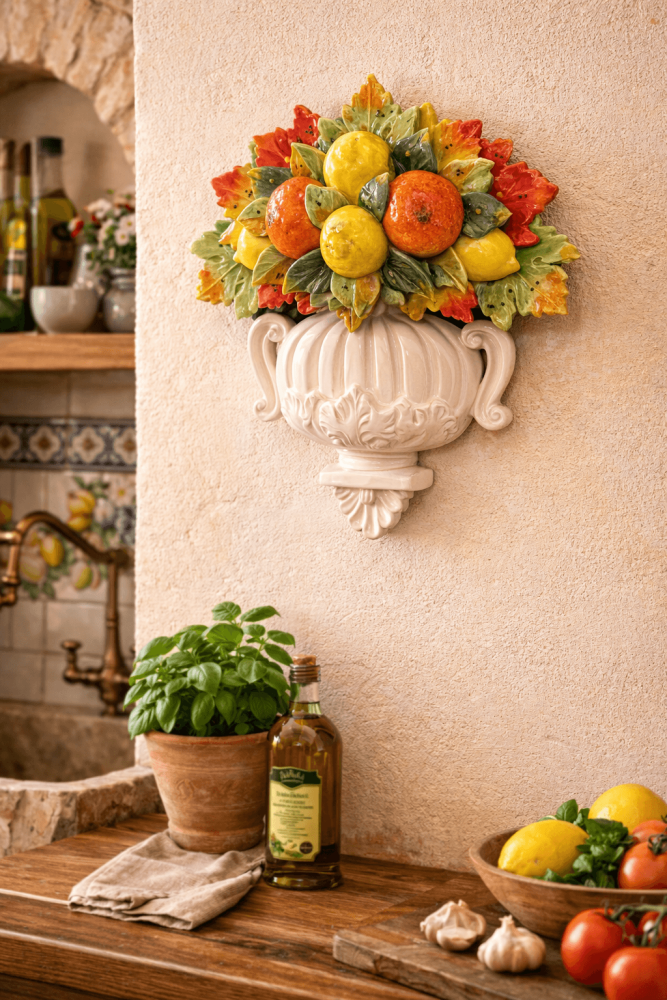 Décoration murale en céramique avec citrons et oranges